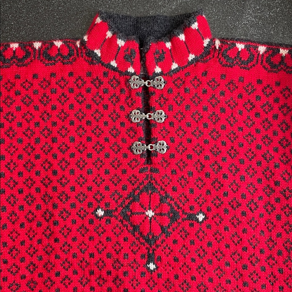 Dale of Norway Red, Black & White Nordic Cowl Sweater - Picture 7 of 15
